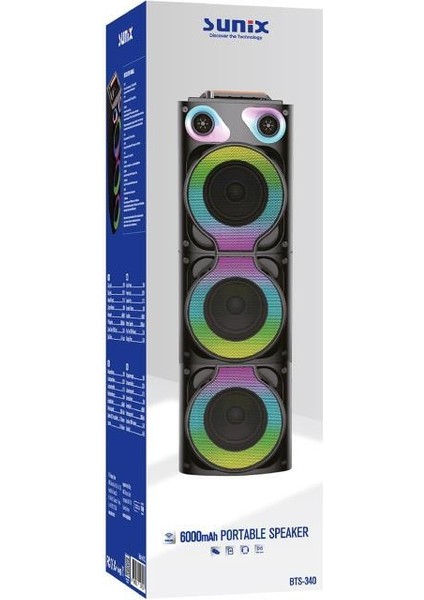 10W 6000 Mah Ledli Taşınabilir Bluetooth Hoparlör BTS-340
