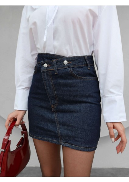 Çapraz Bel Detaylı Mini Denim Etek fiyatları