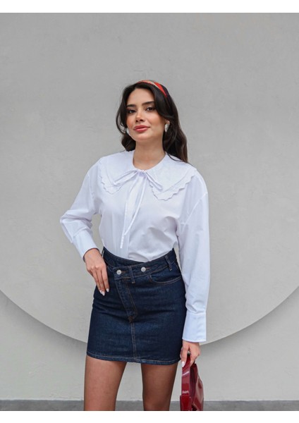Çapraz Bel Detaylı Mini Denim Etek modelleri