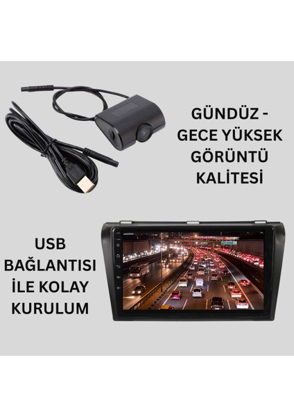 Dash Cam - Yüksek Çözünürlüklü Araç Ön Kayıt Kamerası Araç Multimedya Sistemi Uyumlu - USB Bağlantı