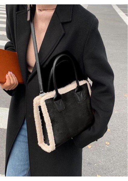 Std Siyah Nubuk Askılı Omuz Çantası Klasik modelleri