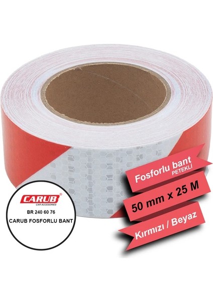 Carub Fosfor Bant Petekli Çapraz 5 cm x 25M Kırmızı-Beyaz modelleri