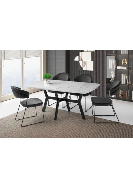 Parlak Ahşap Sabit Yemek Masası Marmo Desenli 90 x 160 cm Sadece Masa Fiyatıdır fiyatları