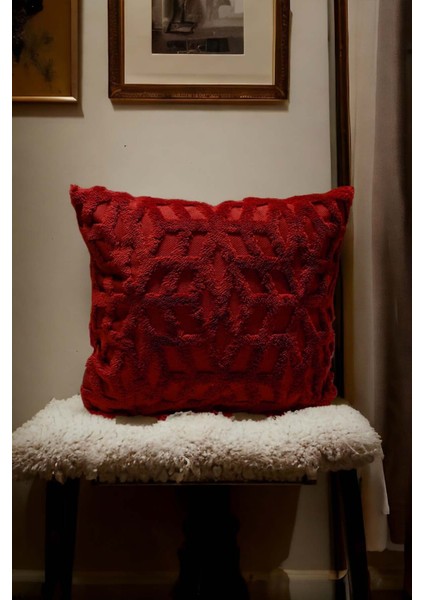 Bohem Dekoratif Yastık Kılıfı Kırlent Kılıfı 43 x 43 cm Bordo Etnik Dsn