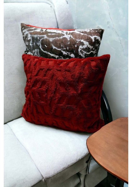 Bohem Dekoratif Yastık Kılıfı Kırlent Kılıfı 43 x 43 cm Bordo Etnik Dsn modelleri