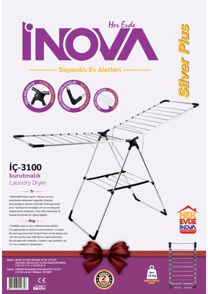 Kalın Borulu Hard Profil Ekstra Sağlam Büyük Boy Askılık Çamaşır Kurutmalık Silver Plus Gri