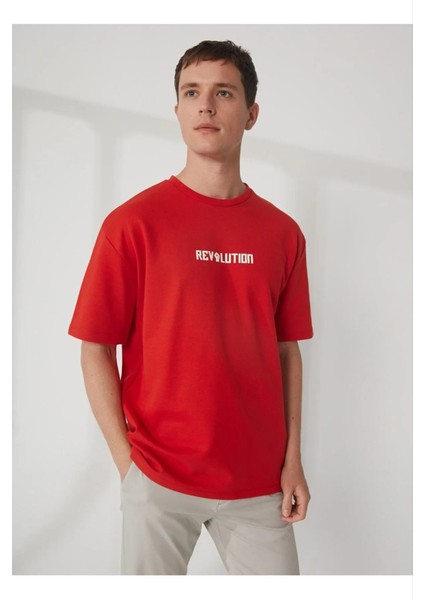 Bisiklet Yaka Oversize Baskılı