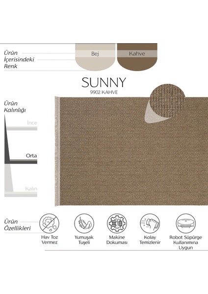 Sunny Kahverengi Halı Yolluk Oturma Odası Salon Halısı Yumuşak Bukle Modern Makine Halısı
