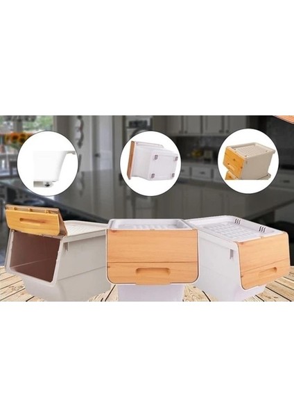 Bambu Görünümlü Tekerlekli Organizer - 12 lt