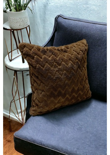 Bohem 4'lü Dekoratif Yastık Kılıfı Kırlent Kılıfı 43 x 43 cm Kahverengi Zikzak Dsn fırsatları