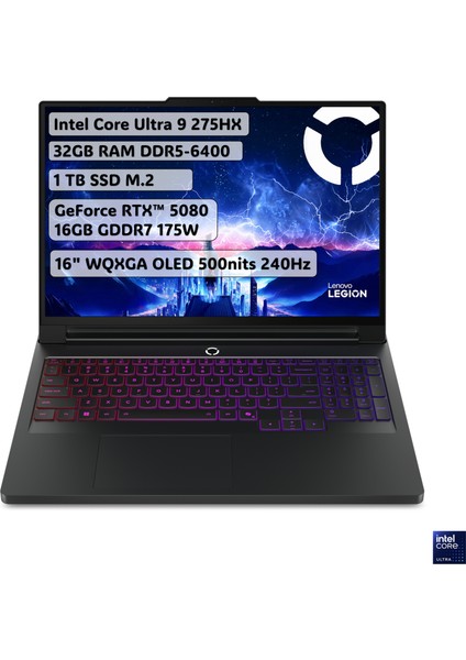 Legion Pro 7 Intel Core Ultra 9 275HX 32GB 1TB SSD RTX5080 Freedos 16" WQXGA Taşınabilir Bilgisayar 83F5004STR