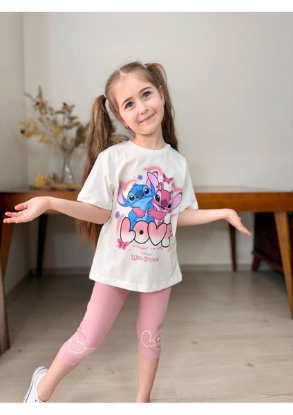Love Baskılı Kapri Tayt Kız Çocuk Takım Gül Kurusu - 4-5 Yaş fiyatları