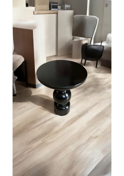 Wood Wooden Ahşap Karpuz Model Tekli Mantar Yan Sehpa Modern Siyah Renk Fiskos fiyatları