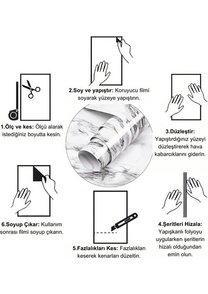 5MX60CM Mermer Desenli Yapışkanlı Folyo-Mutfak, Banyo ve Mobilya Yenileme Için Kolay Uygulama fiyatları