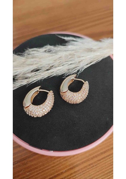 Çelik Zirkon Taş Işlemeli Kuyumcu Işçiliğinde Sepet Küpe modelleri