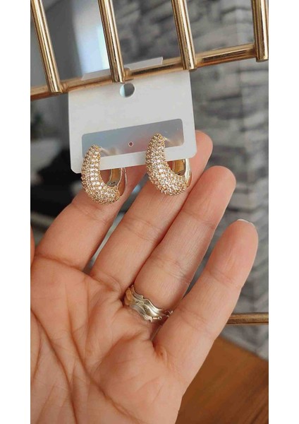 Çelik Zirkon Taş Işlemeli Kuyumcu Işçiliğinde Sepet Küpe indirimleri