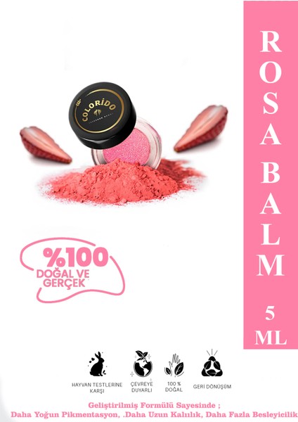 Colorido Bálsamo Rosa Nemlendirici Antioksidan Işıltı Veren E-Vitaminli Krem Balm (Ruj,far,allık)