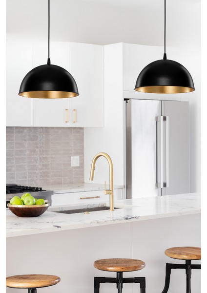 Haus Yarım Küre Siyah Içi Gold Abs Mutfak Hol Avize Kafe Kuaför Depo Aydınlatma Barista Sarkıt modelleri