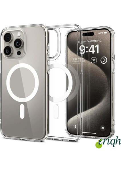 iPhone 15 Pro Uyumlu Sert Şeffaf Kılıf | Magsafe Destekli | Sararma Yapmaz