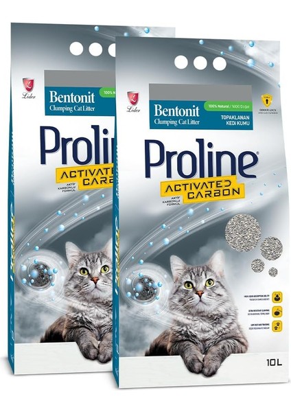 Proline Aktif Karbonlu Topaklanan Kedi Kumu 10 Lt x 2 Adet