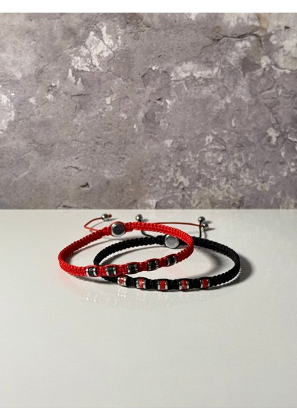 Varisit, Lav, Hematit 2'li Bileklik - Çift Bileklik - Tasarım Makrome Bileklik 4mm Ayarlanabilir