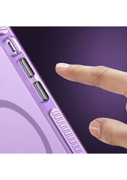 Apple iPhone 15 Pro Kılıf Airbagli Magsafe Wireless Şarj Özellikli Lens Koruyuculu Akav Klaptika Kapak-Siyah