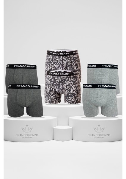 Erkek 6'lı Lüx Kutulu Pamuklu ve Likralı Desenli Boxer