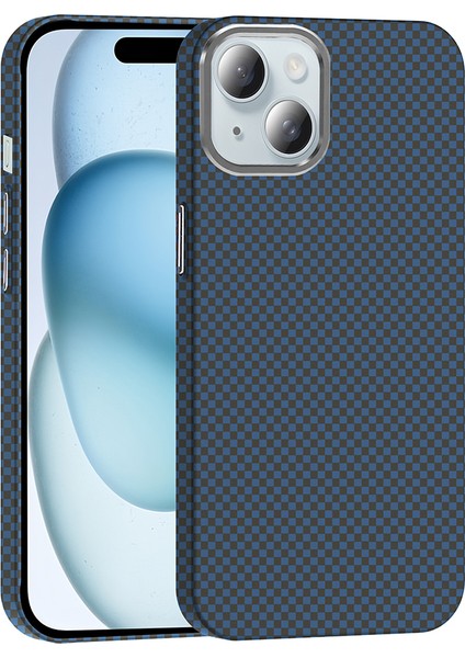 Apple iPhone 15 Kılıf Magsafe Şarj Özellikli Karbon Fiber Görünümlü Ardx Gros Kapak - Lacivert