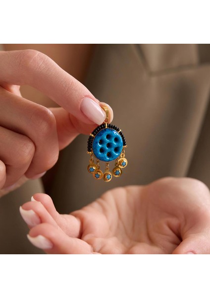 14 Ayar Altın Siyah Boncuklu Süryani Nazarlığı 7 Gözlü Kolye Ucu