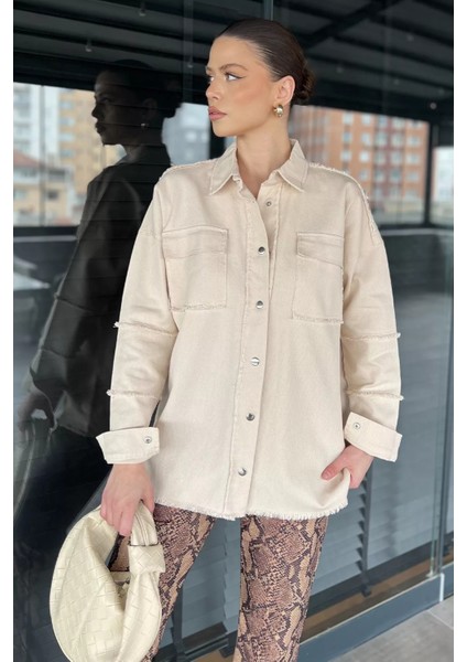 Ön Çıtçıtlı Püskül Detaylı Kadın Gömlek P-00016221