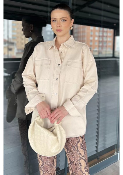 Ön Çıtçıtlı Püskül Detaylı Kadın Gömlek P-00016221 fiyatları