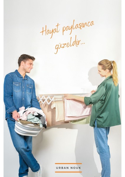 Breezedry 70CM Duvara Monte Yer Tasarruflu ve Pratik Akordiyon Çamaşır Askısı-70 cm Beyaz