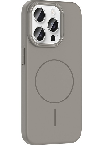 Apple iPhone 15 Pro Max Kılıf Magsafe Şarj Özellikli Ardx Ruby Silikon Kapak - Gri