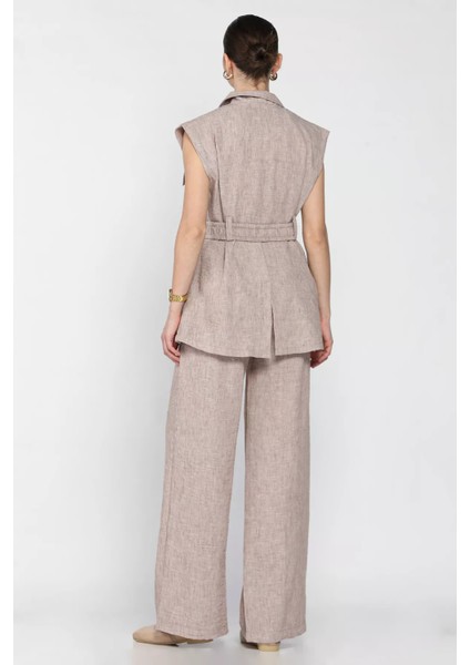 Kadın Bel Kuşaklı Yelek Pantolon Ikili Takım P-00016294 modelleri