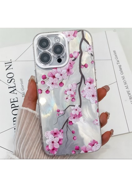 Apple iPhone 16 Pro Uyumlu Kılıf 3D Hologramlı Sakura Çiçek Desenli Kamera Korumalı Kapak / Kılıf fiyatları