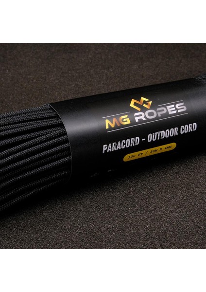 Polyester Paracord Ip 4 mm Siyah 30 Metre