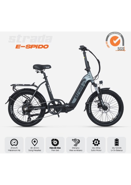 E-Spido Hidrolik Disk 20 Jant Katlanabilir Elektrikli Bisiklet