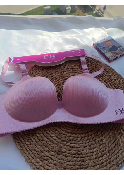 Lazer Kesim Push Up Pembe Sütyen