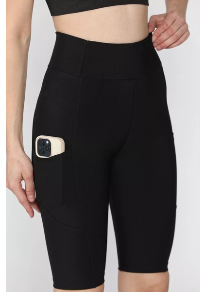 Kadın Yüksek Bel Cepli Dikiş Detaylı Kısa Tayt P-00016338 fırsatları