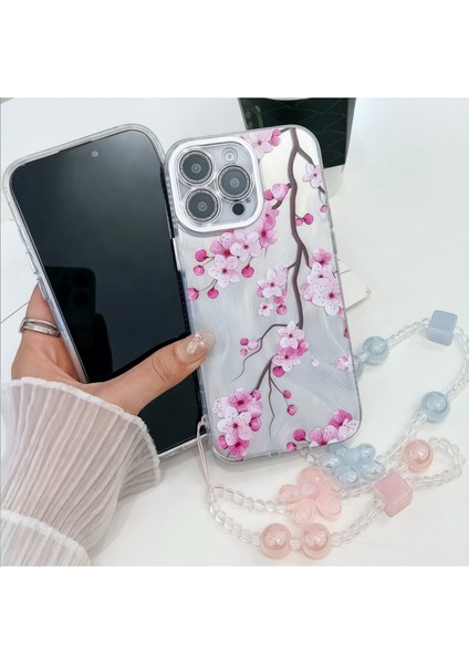 Apple iPhone 13 / 14 Uyumlu Kılıf 3D Hologramlı Sakura Çiçek Desenli Kamera Korumalı Kapak / Kılıf fırsatları