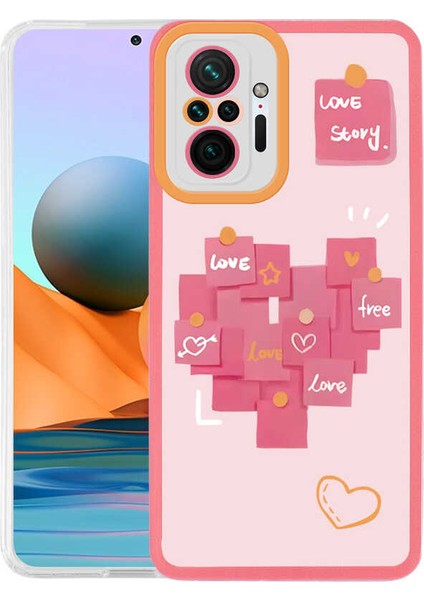Xiaomi Redmi Note 10 Pro Kılıf Akav M-Fit Desenli Kapak-Love Story No2