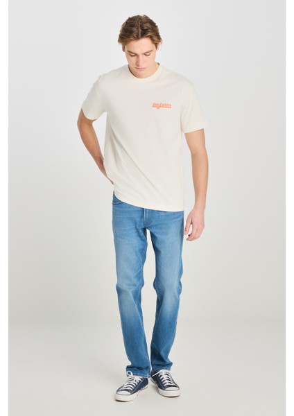 %100 Pamuk Relaxed Fit Geniş Kesim Bisiklet Yaka Baskılı Ekru Tişört fiyatları