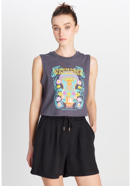 %100 Pamuk Regular Fit Normal Kesim Bisiklet Yaka Soluk Siyah Tişört