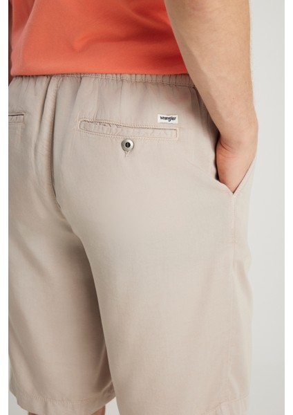 Regular Fit Normal Kesim Normal Bel Taş Rengi Yumuşak Dokulu Şort