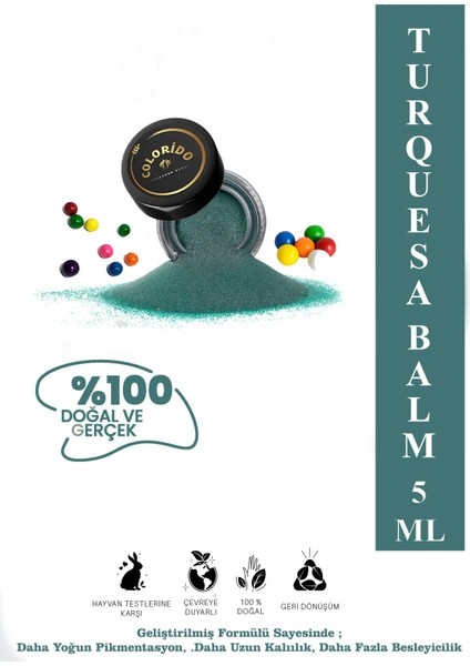 Colorido Bálsamo Turquesa Nemlendirici Antioksidan Işıltı Veren E-Vitaminli Krem Balm(Ruj,far,allık)