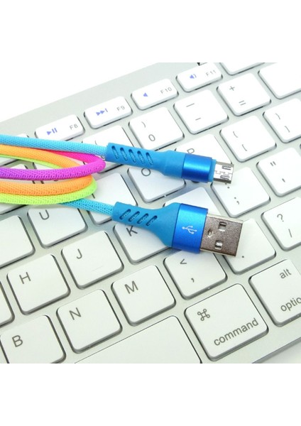 Type-C To Type-C 2A Hızlı Şarj Kablosu Renkli Örgü Dayanıklı Veri ve Şarj Kablosu