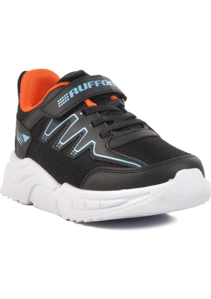 Siyah Turuncu Cırtlı Fileli Hafif Erkek Çocuk Spor Ayakkabı 2320 F