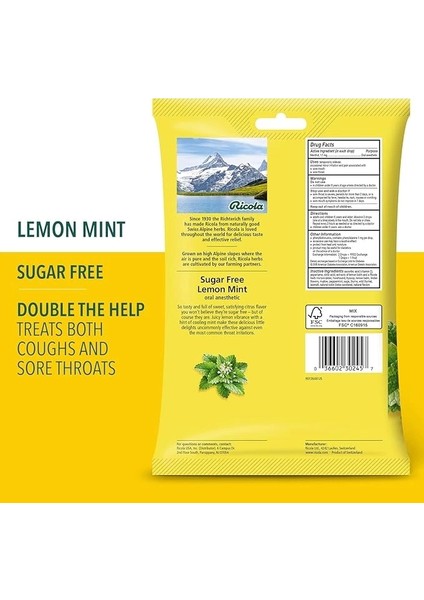Made With Swıss Alpine Herbs Lemon Mint Sugar Free Great Tasting Soothing Relief 45 Adet fiyatları