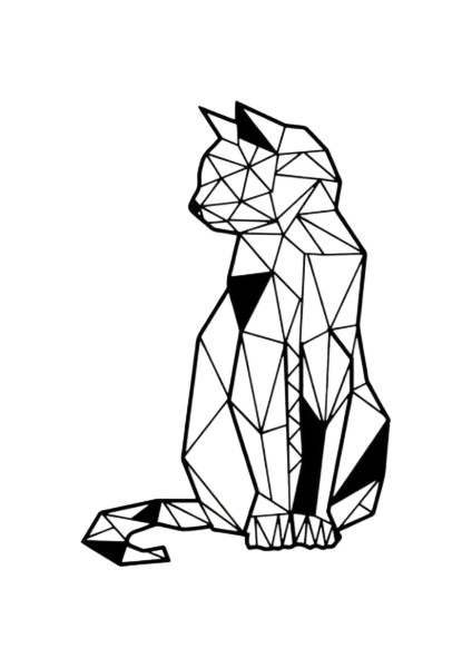"geometrik Kedi" Duvar Dekor Metal Tablo