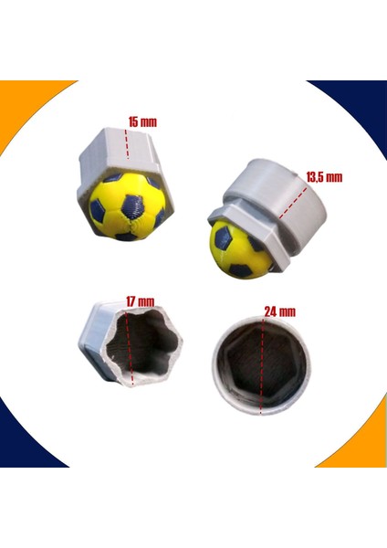 Audi A3 Sedan 2013-2024 Model Sarı Lacivert Top Kabartmalı Bijon Kapağı Set (17MM Somun Tüm Araçlar)